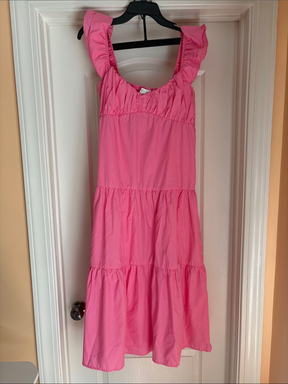 She & Sky Bubble Gum Pink Tiered Ruffle Strap Maxi Dress